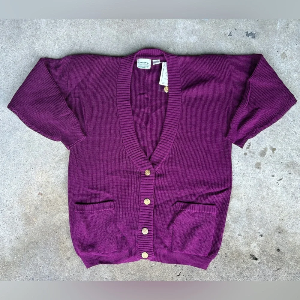 SEPARATE ISSUE cardigan sweater90s deadstock gold tone buttons shoulder pads L